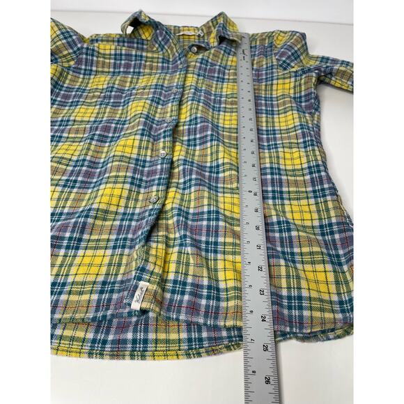 Woolrich Flannel Shirt Button Down Long Sleeve Collared Cotton Yellow Medium - Picture 9 of 11